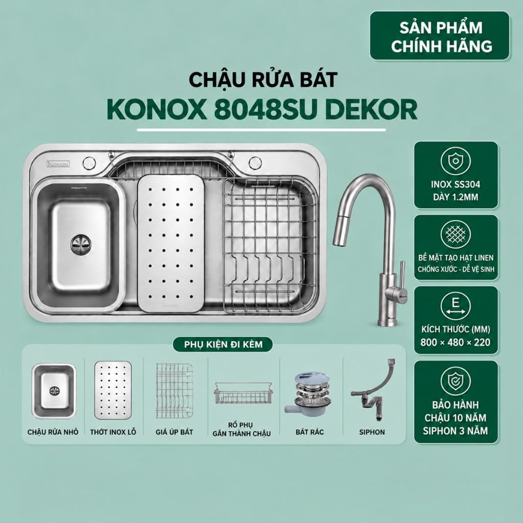 Chậu rửa bát Konox 8048SU Dekor