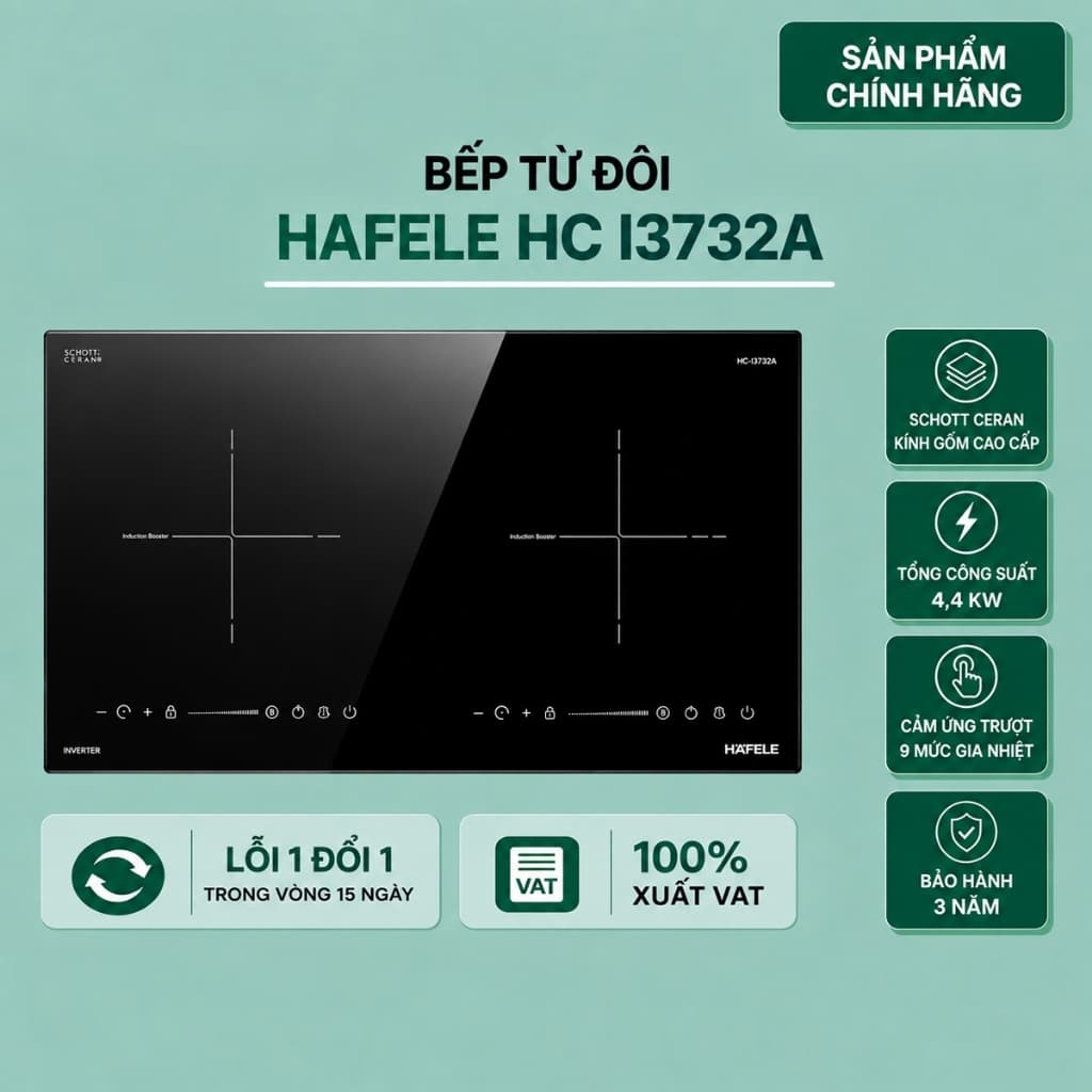 Bếp Từ Âm 2 Vùng Nấu HC-I3732A Hafele 536.61.736 - Cao Cấp Chuẩn Châu Âu