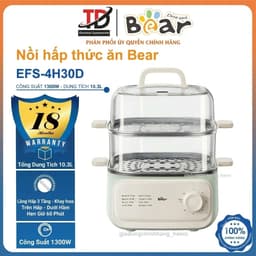 Nồi Hấp Bear EFS-4H30D, 10.3L - 1300W, 3 Tầng Khay Inox Hẹn Giờ 60 Phút Hấp Hầm Đa Năng 1