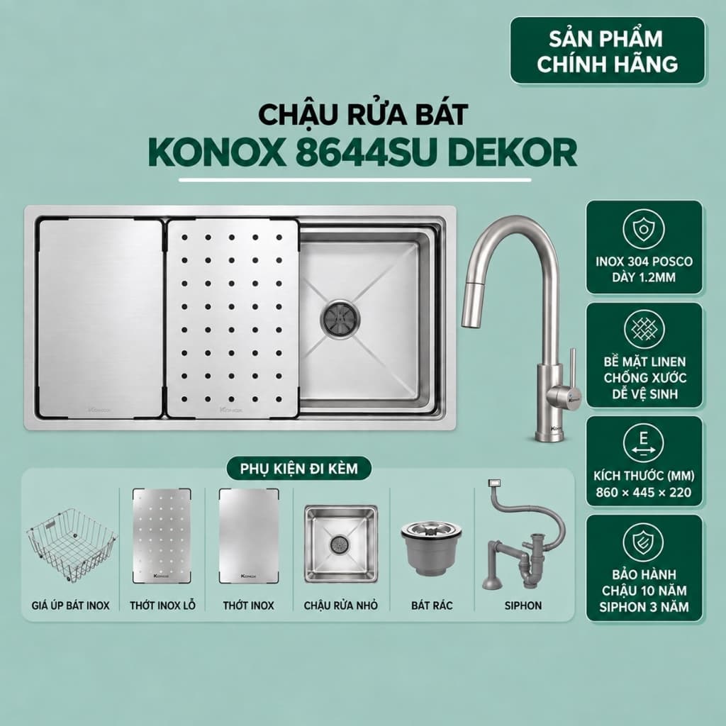 Chậu rửa bát Konox 8644SU Dekor