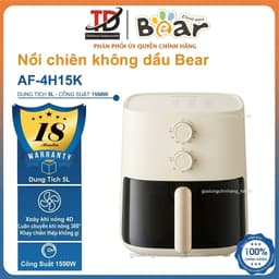 Nồi Chiên Không Dầu Bear AF-4H15K, 5Lit - 1500W, Xoáy Khí Nóng 4D Cửa Sổ 80-200°C Hẹn Giờ 60 Phút 1