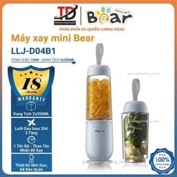 Máy Xay Thực Phẩm Mini Bear LLJ-D04B1, Công Suất 150W, 2 Cối 350ml, Lưỡi Xay Inox 304 2 Tầng 1