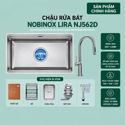CHẬU RỬA BÁT 1 HỐ NOBINOX LIRA NJ562D | Hàng chính hãng 1