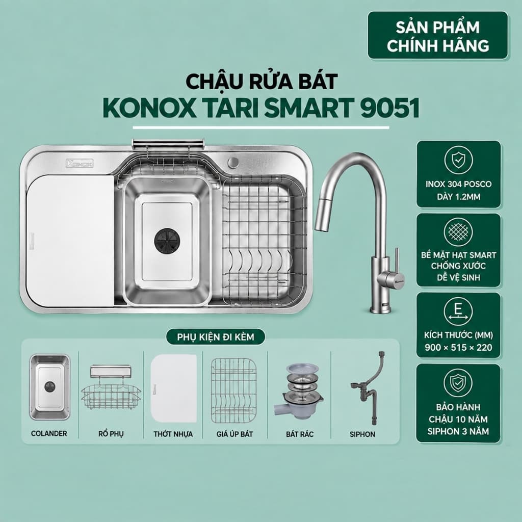 Chậu rửa bát Konox Tari Smart 9051