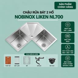 CHẬU RỬA BÁT 2 HỐ NOBINOX LIKEN NL700 1