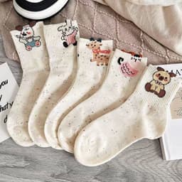 🌸FREESHIP🌸Combo 5 Đôi/10 Đôi Tất Nữ Cổ Trung Họa Tiết Thú Cưng Dễ Thương 1