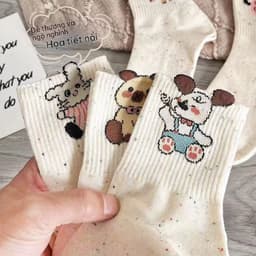 🌸FREESHIP🌸Combo 5 Đôi/10 Đôi Tất Nữ Cổ Trung Họa Tiết Thú Cưng Dễ Thương 3