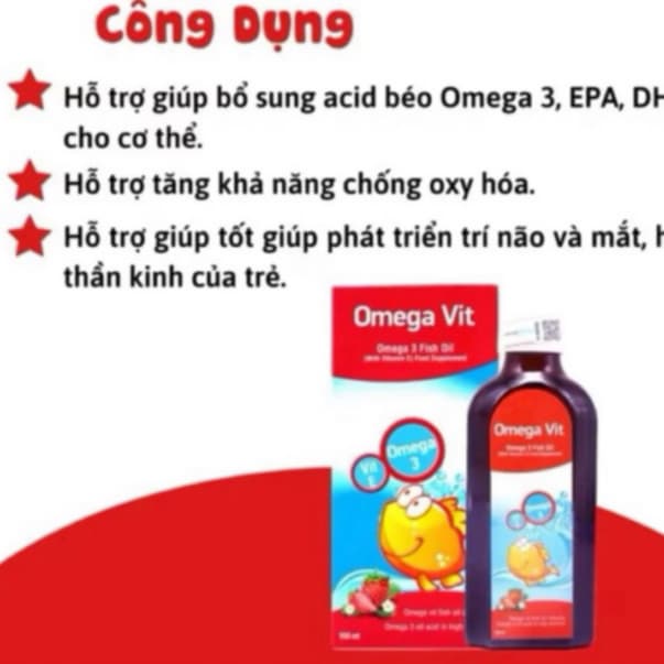 OMEGA VIT ĐỎ Bổ Sung Omega, DHA ,Khoáng Chất tốt Cho Não Bộ Và Mắt cho bé
