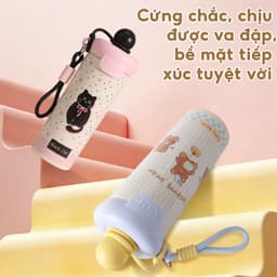 Bình/Ly giữ nhiệt Xcup sticker dây cầm núm mở tròn 600ml và Bình Đựng Nước Kute Hello Có Dây Đeo Sticker 3D 450ml. LMS 3