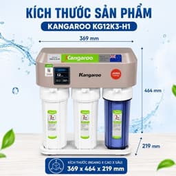 Máy Lọc Nước Kangaroo Hydrogen KG12K3-H1, 12 Lõi Lọc RO Vortex, Tạo Hydrogen, Để Gầm Tủ Bếp Công Suất 18L/H 2
