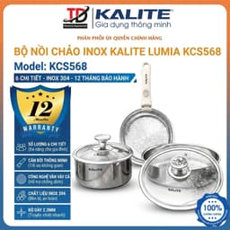 Bộ Nồi Chảo Inox Kalite Lumia KCS568, 6 Chi Tiết, Vật Liệu Inox 304 - 3 Lớp Liền Khối, Cán Rời, Vân Vảy Cá 1