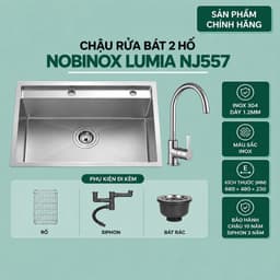 CHẬU RỬA BÁT 1 HỐ NOBINOX LUMIA NJ557 1
