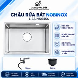 CHẬU RỬA BÁT NOBINOX LISA NN645S | KÍCH THƯỚC 64 X 44CM | HÀNG CHÍNH HÃNG 1