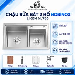 CHẬU RỬA BÁT 2 HỐ NOBINOX LIKEN NL786 1