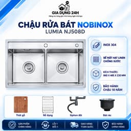 CHẬU RỬA BÁT 2 HỐ NOBINOX LUMIA NJ508D 1