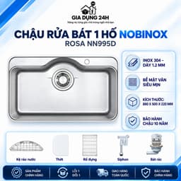 CHẬU RỬA BÁT 1 HỐ NOBINOX ROSA NN995D | Hàng chính hãng 1