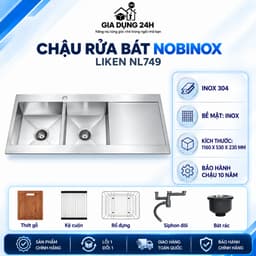 CHẬU RỬA BÁT 2 HỐ NOBINOX LIKEN NL749 1