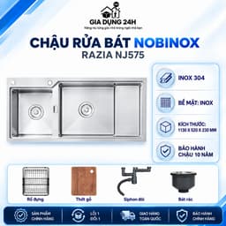 CHẬU RỬA BÁT 2 HỐ NOBINOX RAZIA NJ575 1