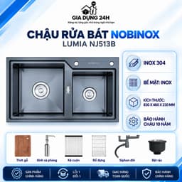 CHẬU RỬA BÁT 2 HỐ NOBINOX LUMIA NJ513B 1