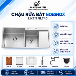 CHẬU RỬA BÁT 2 HỐ NOBINOX LIKEN NL746 1