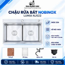 CHẬU RỬA BÁT 2 HỐ NOBINOX LUMIA NJ522 1