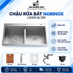 CHẬU RỬA BÁT 2 HỐ NOBINOX LIKEN NL785 1