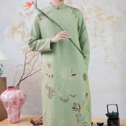 (Ảnh thật tự chụp) Áo dài Nam 4 màu - họa tiết Kỳ Lân - chất liệu tafta đũi cao cấp - nam tính - mặc êm 4