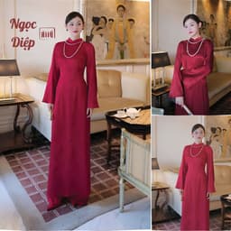 Áo Dài Chiết Eo Truyền Thống Tôn Dáng , Tà dài kèm quần Nguyệt San - Áo Dài AiiU 4
