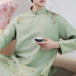 (Ảnh thật tự chụp) Áo dài Nam 4 màu - họa tiết Kỳ Lân - chất liệu tafta đũi cao cấp - nam tính - mặc êm 3