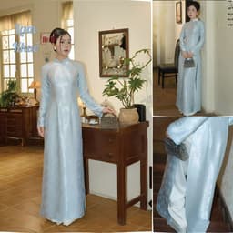Áo Dài Chiết Eo Truyền Thống Tôn Dáng , Tà dài kèm quần Nguyệt San - Áo Dài AiiU 5