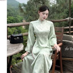 Áo Dài Chiết Eo Truyền Thống Tôn Dáng , Tà dài kèm quần Nguyệt San - Áo Dài AiiU 8
