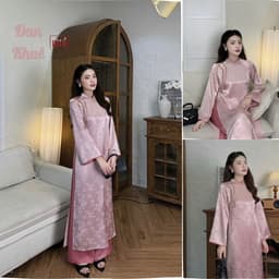 Áo dài cách tân Mộc Lam chất liệu lụa gấm mềm, điểm nơ cách điệu tinh tế, phong cách thanh lịch dịu dàng – Áo Dài AiiU 5