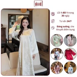 Áo Dài Cách Tân Dáng Suông Chiêu Dao, Áo Dài Họa Tiết Thanh Lịch Dáng Suông Sang Trọng - Áo Dài AiiU 1