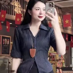 Áo Sơ Mi Tay Lỡ Cột Nơ Lung Hoạ Tiết Trơn/Kẻ Sọc Có Dây Thắt Eo Phía Sau Ôm Body Quyến Rũ Ananclothing 2