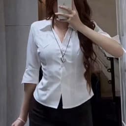 Áo Sơ Mi Tay Lỡ Cột Nơ Lung Hoạ Tiết Trơn/Kẻ Sọc Có Dây Thắt Eo Phía Sau Ôm Body Quyến Rũ Ananclothing 3