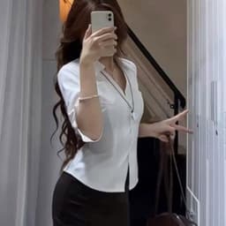 Áo Sơ Mi Tay Lỡ Cột Nơ Lung Hoạ Tiết Trơn/Kẻ Sọc Có Dây Thắt Eo Phía Sau Ôm Body Quyến Rũ Ananclothing 9