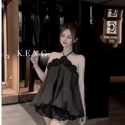 Set yếm bồng bềnh hoa nổi phong cách tiểu thư phối quần tơ bí sang chảnh quyến rũ 3