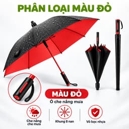 Ô Dù Che Mưa Che Nắng Cán Dài 8 Nan Cao Cấp Tán Rộng 115cm Chiều Dài 97cm Tay Cầm Nhựa Nút Bấm GD308 7