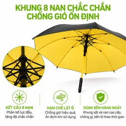 Ô Dù Che Mưa Che Nắng Cán Dài 8 Nan Cao Cấp Tán Rộng 115cm Chiều Dài 97cm Tay Cầm Nhựa Nút Bấm GD308 3