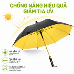 Ô Dù Che Mưa Che Nắng Cán Dài 8 Nan Cao Cấp Tán Rộng 115cm Chiều Dài 97cm Tay Cầm Nhựa Nút Bấm GD308 2