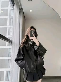 Áo Khoác Da Nữ 2 Màu Thiết Kế Bacsic Phù Hợp Nhiều Phong Cách Hàng 2 lớp Chấ Liệu Da Mềm 8