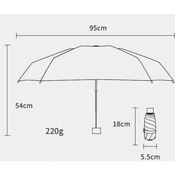 Ô Dù Mini Gấp Gọn Chống Nắng UV UPF50+ 95cm, Siêu Nhẹ 220g Kèm Hộp Đựng, Dù Du Lịch Nam Nữ 3