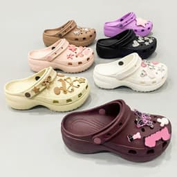 Dép sục Dinas classic platform đế cao 5cm cao cấp bằng nhựa EVA tặng 10 jibbitz stickers 3D loại đẹp, dép nữ đế cao 5cm 1