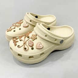 Dép sục Dinas classic platform đế cao 5cm cao cấp bằng nhựa EVA tặng 10 jibbitz stickers 3D loại đẹp, dép nữ đế cao 5cm 8