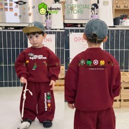 [10-29kg] Bộ Thu Đông Vải Nỉ 2 Da Cao Cấp Cho Bé Trai Dày Mịn Ấm KIMCHIBABY Họa Tiết Siêu Anh Hùng Người Nhện BN601 3