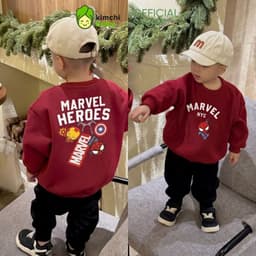 [10-29kg] Bộ Thu Đông Vải Nỉ 2 Da Cao Cấp Cho Bé Trai Dày Mịn Ấm KIMCHIBABY Họa Tiết Siêu Anh Hùng Người Nhện BN601 4