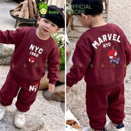 [10-29kg] Bộ Thu Đông Vải Nỉ 2 Da Cao Cấp Cho Bé Trai Dày Mịn Ấm KIMCHIBABY Họa Tiết Siêu Anh Hùng Người Nhện BN601 2