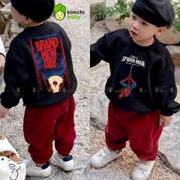 [10-29kg] Bộ Thu Đông Vải Nỉ 2 Da Cao Cấp Cho Bé Trai Dày Mịn Ấm KIMCHIBABY Họa Tiết Siêu Anh Hùng Người Nhện BN601 6