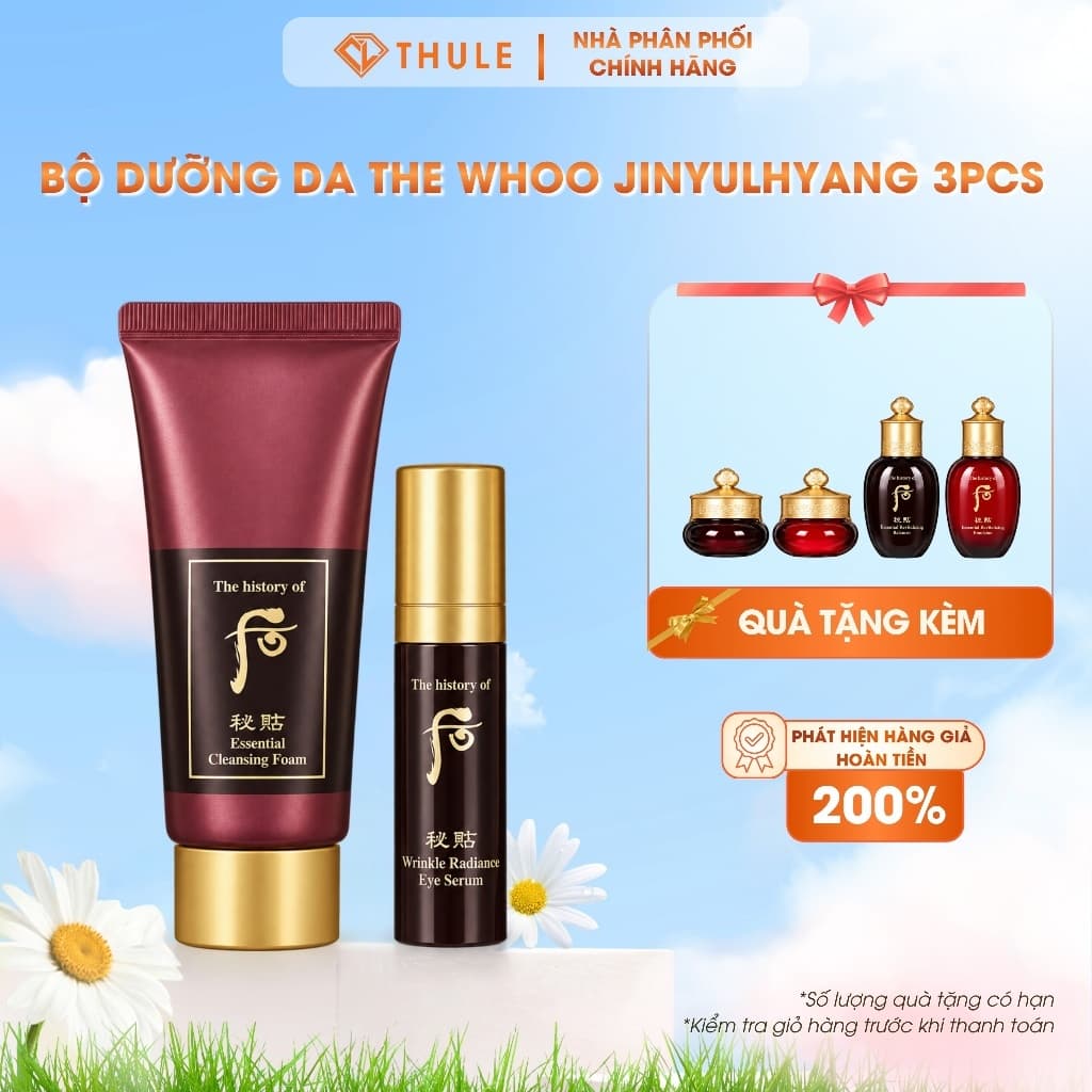 THE WHOO Jinyulhyang 3pcs Set Bộ Dưỡng Da Cao Cấp Dưỡng Ẩm, Săn Mịn Và Hỗ Trợ Chăm Sóc Dấu Hiệu Tuổi Tác