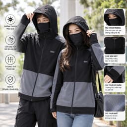 Áo Chống Nắng Nam Nữ 2 Lớp Vải Thun Lạnh, Áo Chống Nắng Với UPF 50+ Thoáng Khí Co Giãn Thoải Mái 7